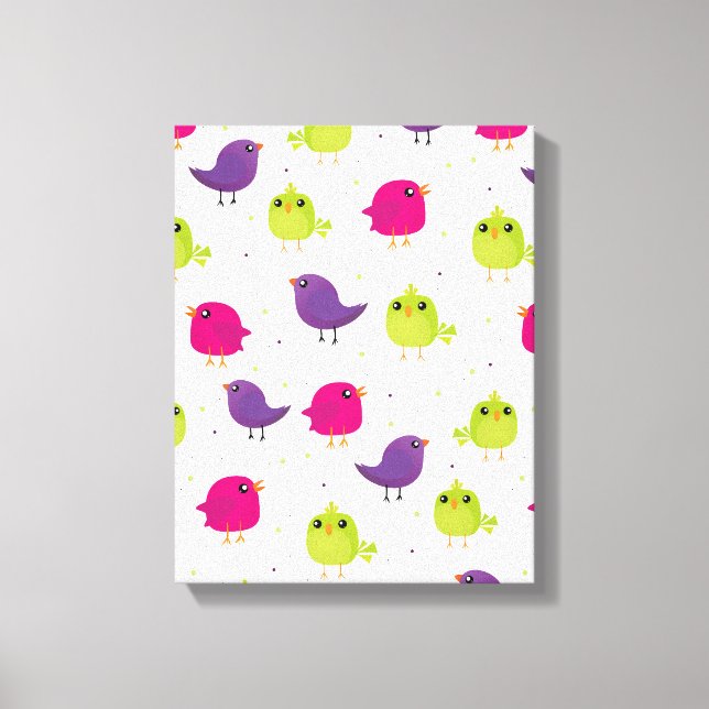 Cute colorful birds  canvas print (Front)