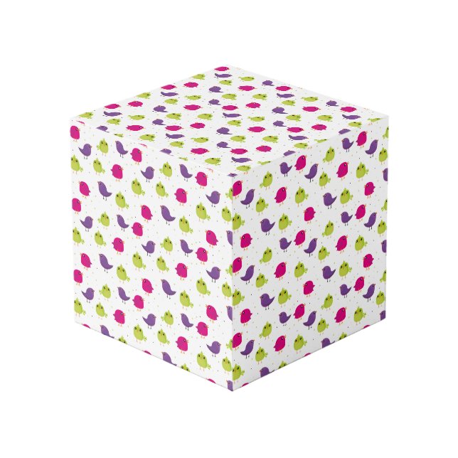 Cute colorful birds  cube (Front Angled)