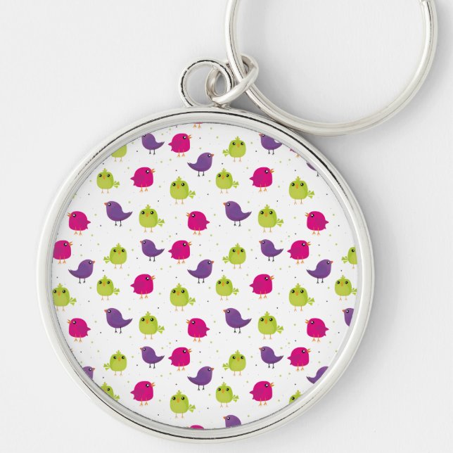 Cute colorful birds   keychain (Front)