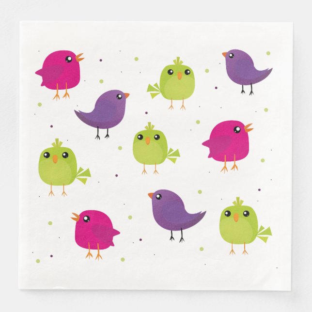 Cute colorful birds   napkin (Front)