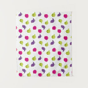 Cute colorful birds tapestry