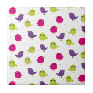Cute colorful birds  tile