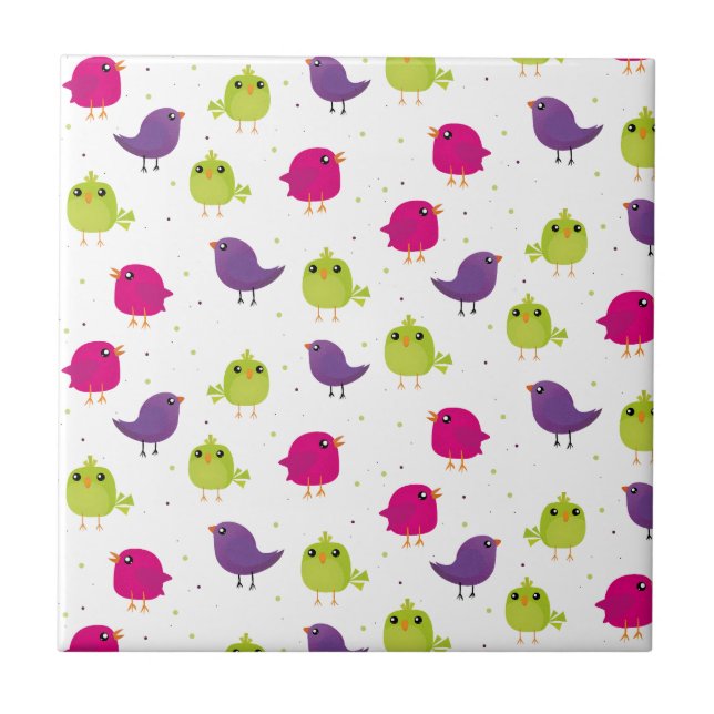 Cute colorful birds  tile (Front)