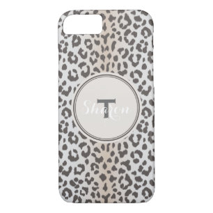Cute colorful brown beige cheetah print monogram iPhone 8/7 case
