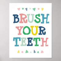 Cute Colorful Brush Your Teeth Fun Kids Bathroom