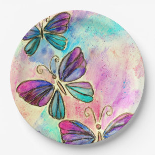 Cute Colorful Butterflies Paper Plate