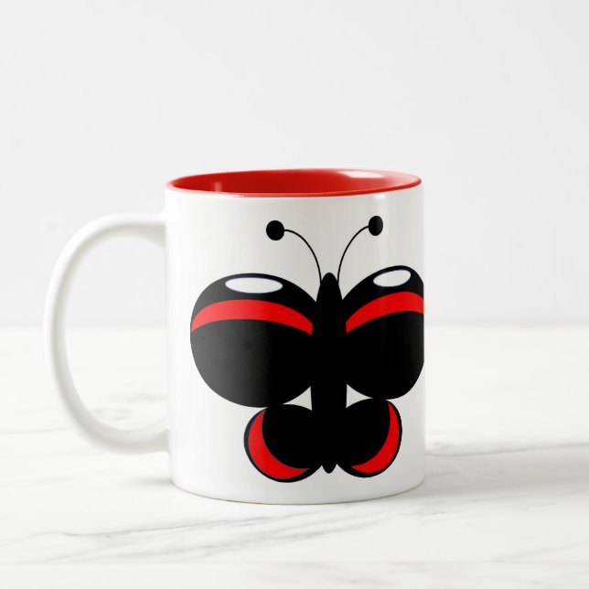 Cute Colorful Butterfly Mug - Red Admiral (Left)