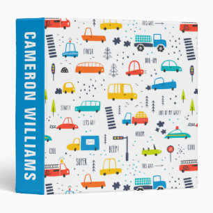 Cute Colorful Car Traffic Pattern Binder