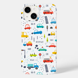 Cute Colorful Car Traffic Pattern Case-Mate iPhone 14 Case