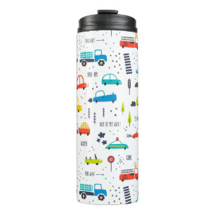 Cute Colorful Car Traffic Pattern Thermal Tumbler