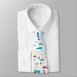 Cute Colorful Car Traffic Pattern Tie
