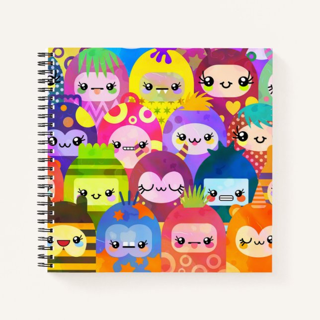 Cute Colorful Cartoon People Characters Notebook (Front)