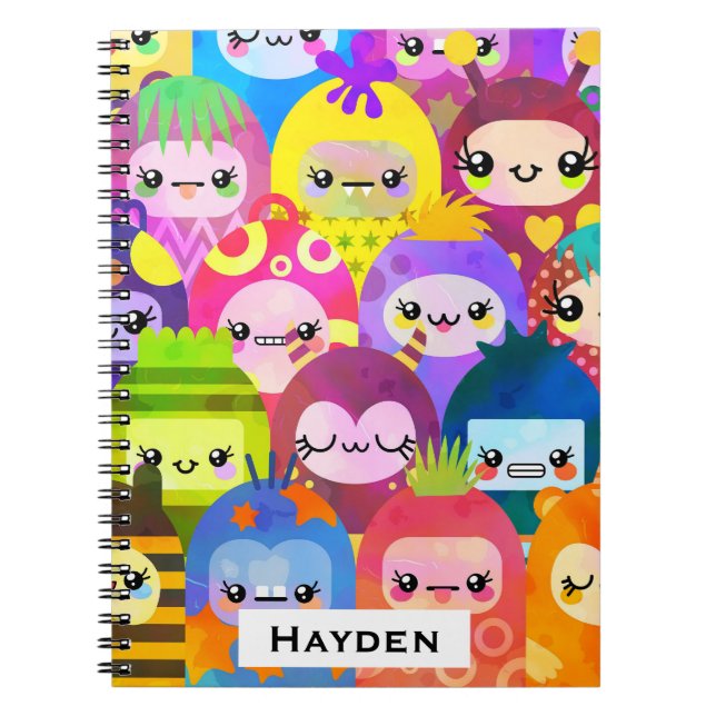 Cute Colorful Cartoon People Personalised Notebook (Front)