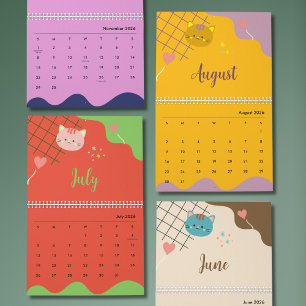 Cute Colorful Cat Calendar 2026