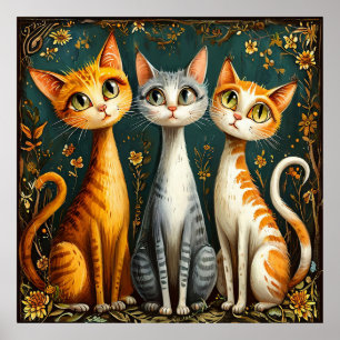 Cute colorful cats poster