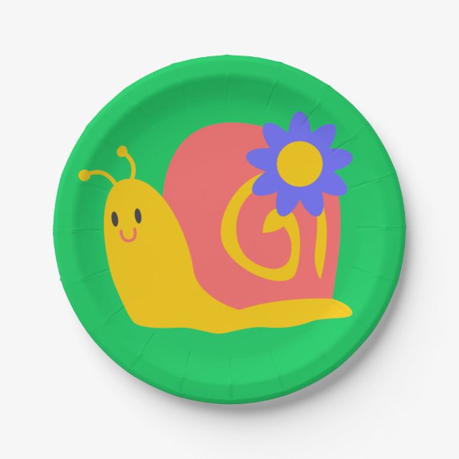 Cute colorful children's snail design paper plate (Front)