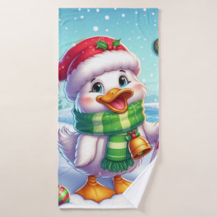 Cute Colorful Christmas duck Bath Towel