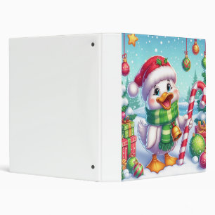 Cute Colorful Christmas Duck Binder