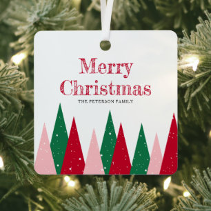 Cute Colorful Christmas Trees Modern Decor Metal Ornament