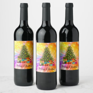 Cute, Colorful, Christmas Wine Label