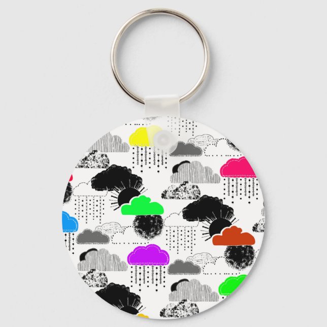 Cute colorful clouds patterns keychain (Front)