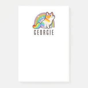 Cute colorful dog and rainbow Post-It Notes