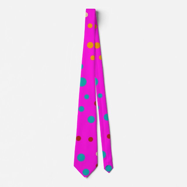 Cute Colorful Dots Pink Tie (Front)