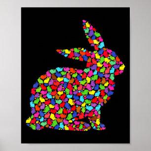 Cute colorful easter bunny women men kids spring r poster