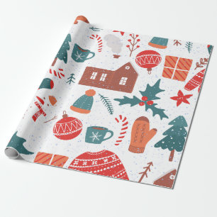 Cute Colorful Festive Christmas tree. Wrapping Paper