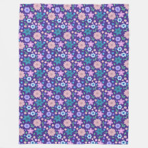 Cute Colorful Floral Pattern on Purple Background