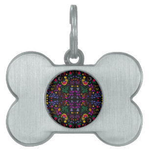Cute colorful floral pattern  pet ID tag