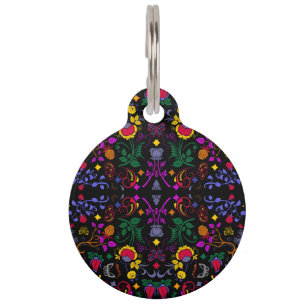 Cute colorful floral pattern  pet tag