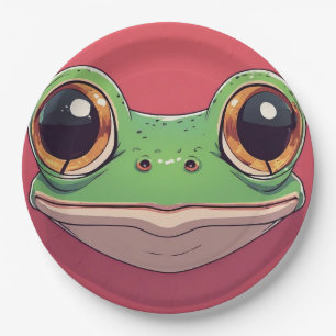 Cute Colorful Frog Face – Funny Cartoon Frog Plate