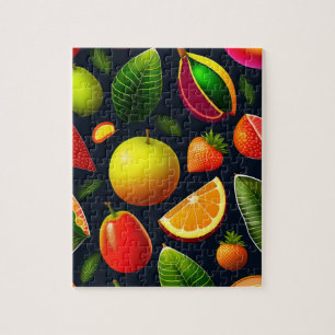Cute Colorful Fruits Pattern Jigsaw Puzzle