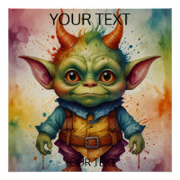 Cute colorful funny little goblin 