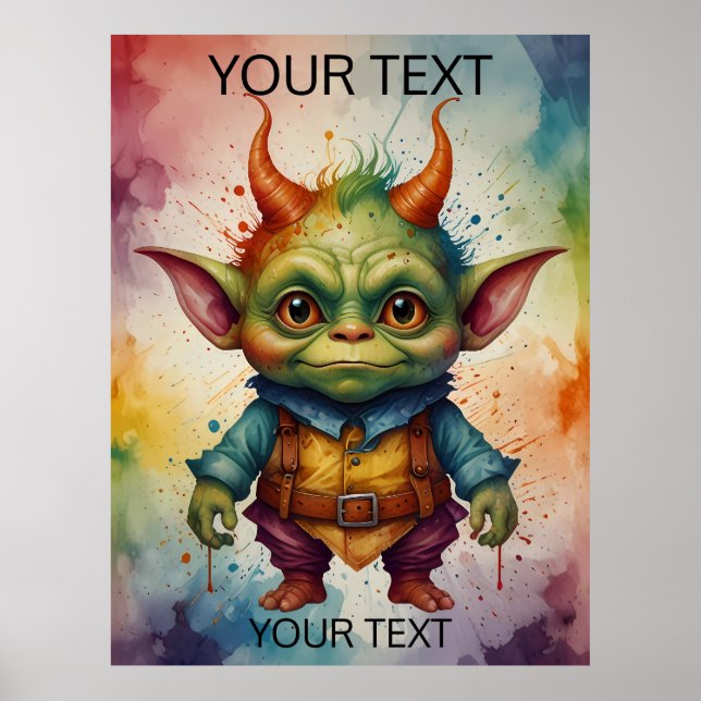 Cute colorful funny little goblin  poster (Front)