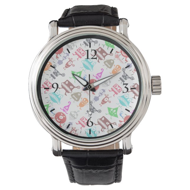 Cute colorful funny monsters patterns watch (Front)