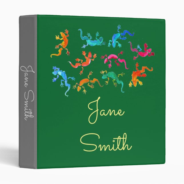 Cute colorful gecko lizard illustration binder (Front/Spine)