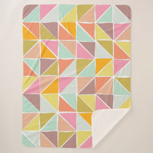 Cute Colorful Hand Drawn Geometric Pattern Sherpa Blanket