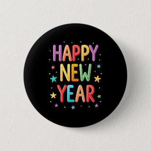 Cute Colorful Happy New Year Festive Bright Holida 2 Inch Round Button