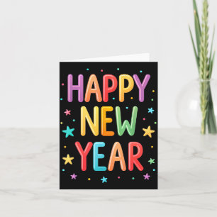 Cute Colorful Happy New Year Festive Bright Holida Card