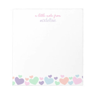 Cute Colorful Heart Girly Script Stationary Notepad