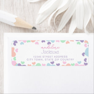 Cute Colorful Heart Purple Girly Script Address