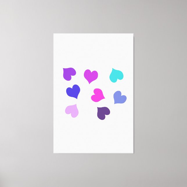 Cute colorful hearts canvas print (Front)