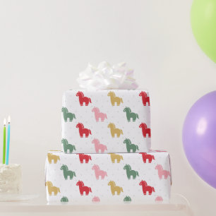 Cute Colorful Horses Dots Pattern 2026 Wrapping Paper