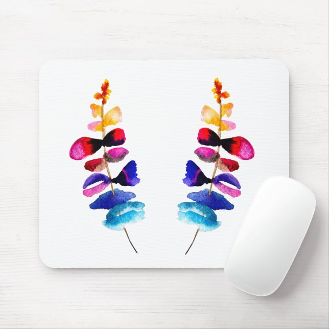 Cute colorful leaves watercolor mouse pad (With Mouse)