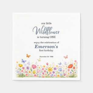 Cute Colorful Little Wildflower 1st Birthday Party Napkin