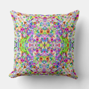 Cute colorful magic summer flowers throw pillow