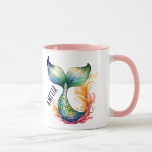 Cute Colorful Mermaid Ocean Girl Name  Mug