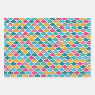 Cute Colorful Mermaid Scales Wrapping Paper Sheet